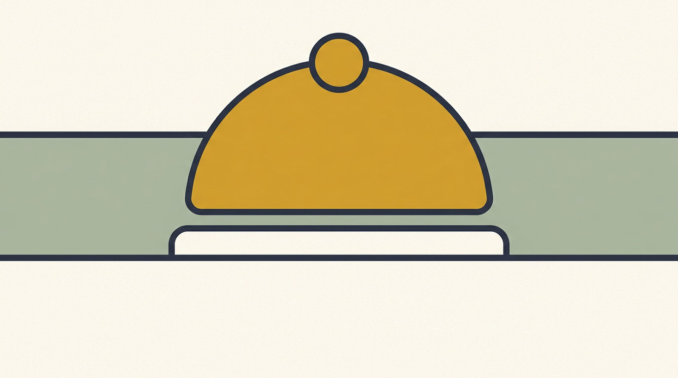 Flat illustration of a front-desk service bell on a counter