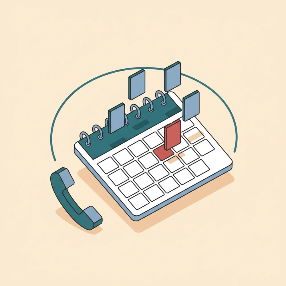Illustration of calendar slots being filled from an incoming call